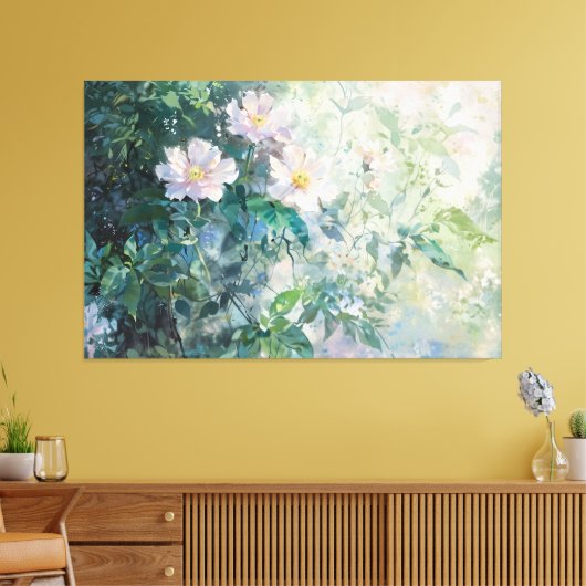 *~* Blush Beach Rozen TV2 Stretched Canvas Print (Insitu (Woonkamer))