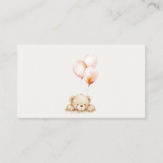 Blush Bearly Wait Balloon Baby Display Shower Informatiekaartje (Achterkant)