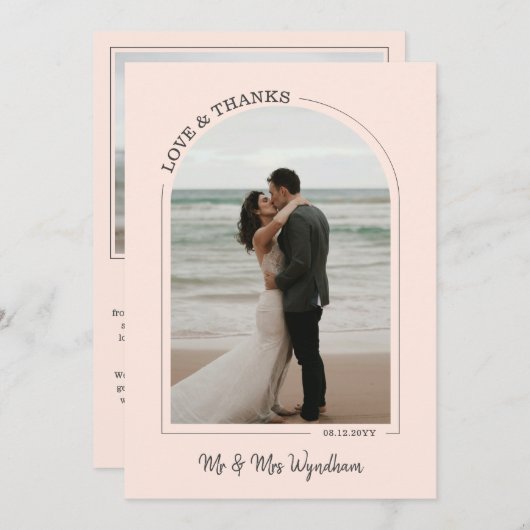 Blush Beauely Arch Weddenschap Foto Love & Bedankt (Voorkant / Achterkant)