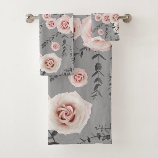Blush Beauty Roos Eucalyptus Pattern #2 #floral Bad Handdoek (Insitu)