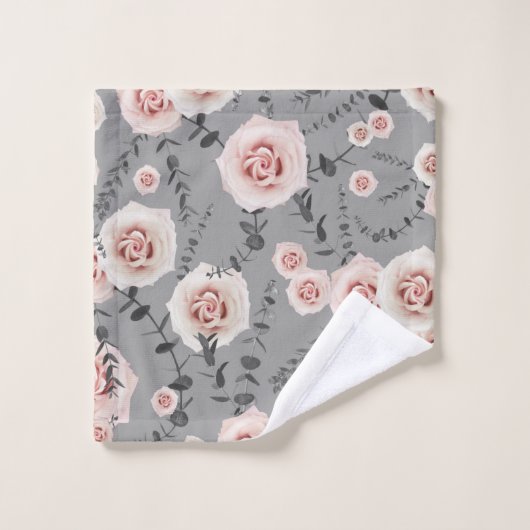 Blush Beauty Roos Eucalyptus Pattern #2 #floral Bad Handdoek (Wasdoekje)