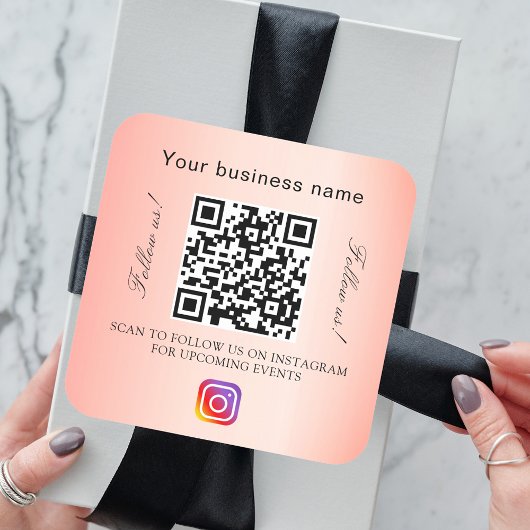 Blush bedrijfsnaam qr code instagram vierkante sticker