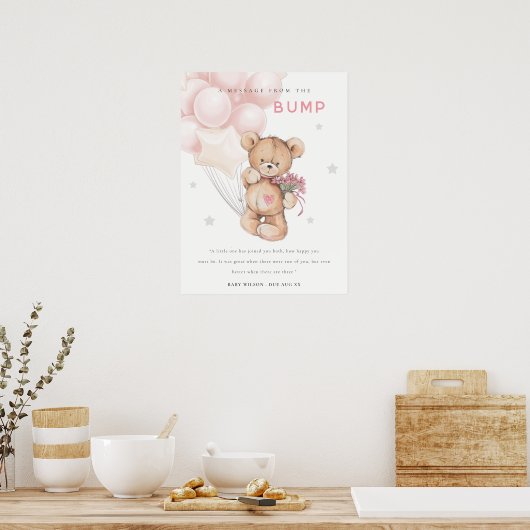 Blush Beer ballonbericht van stomp Baby shower Poster (Keuken)
