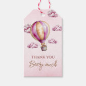 Blush Beer Roze Wolken Baby Meisje Dank je Cadeaulabel (Voorkant)