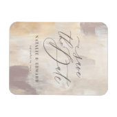 Blush beige abstract geschilderde bruiloft magneet (Horizontaal)