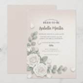 Blush Beige Bloemen Bruids Douche Uitnodiging Kaar (Voorkant / Achterkant)