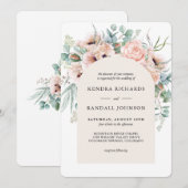 Blush Beige Boho Poppies en Greenery Wedding Kaart (Voorkant / Achterkant)