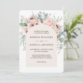 Blush Beige Boho Poppies en Greenery Wedding Kaart (Staand voorkant)
