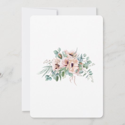 Blush Beige Boho Poppies en Greenery Wedding Kaart (Achterkant)