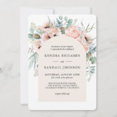 Blush Beige Boho Poppies en Greenery Wedding Kaart (Voorkant)