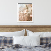 Blush Beige Chic Boho Floral Canvas Afdruk (Insitu (Slaapkamer))