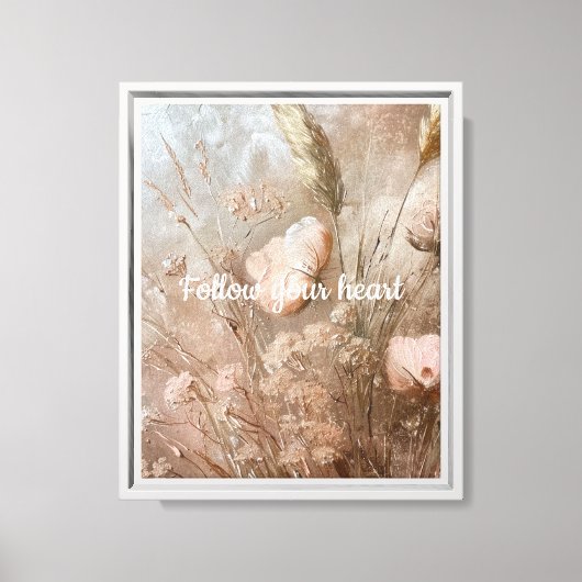 Blush Beige Chic Boho Floral Canvas Afdruk (Voorkant)
