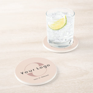 Blush Beige Company Logo Business Round Sandstone Zandsteen Onderzetter