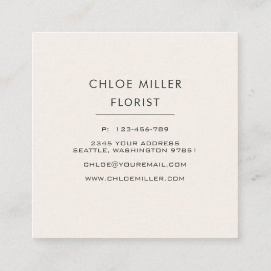 Blush Beige  Floral Square Visitekaartjes (Achterkant)