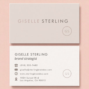 Blush Beige Moderne Minimalistische Monogram Luxe Visitekaartje