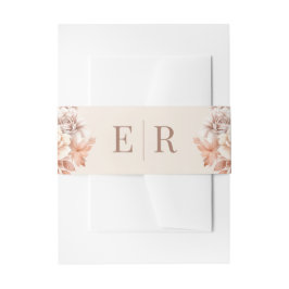 Blush Beige Monogram Trouw Uitnodiging Buikband Uitnodigingen Wikkel