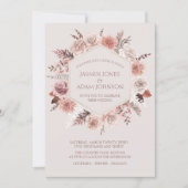 Blush Beige Pampas Floral Boho Wedding Kaart (Voorkant)