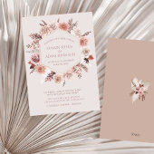 Blush Beige Pampas Floral Boho Wedding Kaart