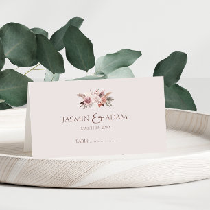 Blush Beige Pampas Floral Boho Wedding Plaatskaartje