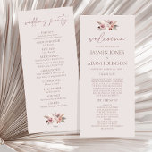 Blush Beige Pampas Floral Boho Wedding Programma