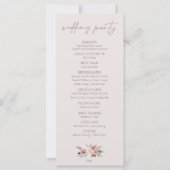 Blush Beige Pampas Floral Boho Wedding Programma (Achterkant)