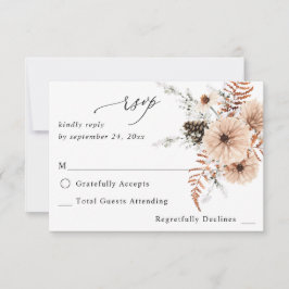 Blush Beige & Pine Rustic geen maaltijd RSVP Kaartje