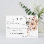 Blush Beige & Pine Rustic geen maaltijd RSVP Kaartje (Staand voorkant)