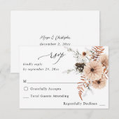 Blush Beige & Pine Rustic geen maaltijd RSVP Kaartje (Voorkant / Achterkant)