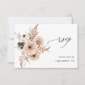 Blush Beige & Pine Rustic met maaltijd RSVP Kaartje (Voorkant)