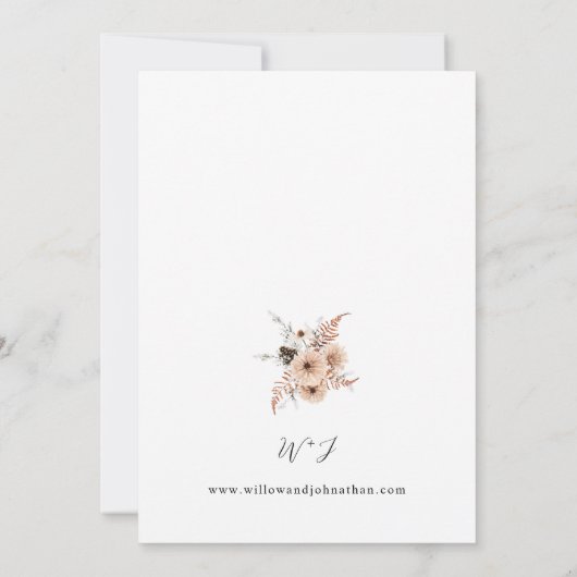 Blush Beige & Pine Rustic Wedding Kaart (Achterkant)