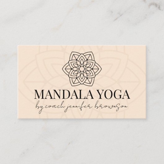 Blush Beige Spiritueel Yoga Mandala Visitekaartje (Voorkant)