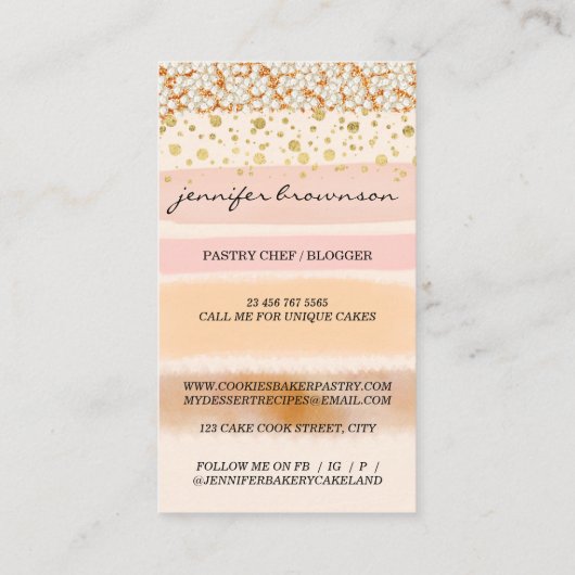 Blush Beige Weddenschap Bled Goods Cake Bakery Visitekaartje (Achterkant)