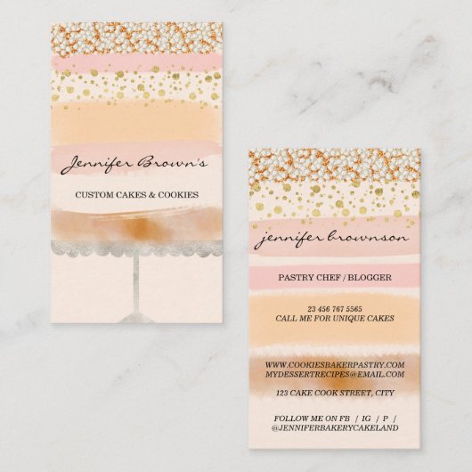 Blush Beige Weddenschap Bled Goods Cake Bakery Visitekaartje (Voorkant / Achterkant)