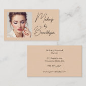 Blush Beige Zwarte Script Foto Make-up Zakelijk Visitekaartje (Voorkant / Achterkant)