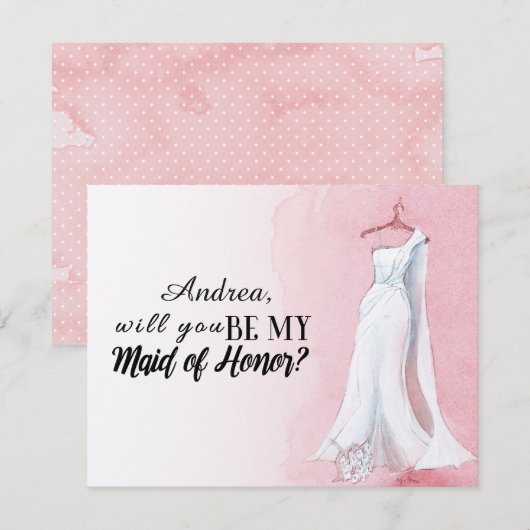 Blush Ben je mijn meisje van de Honor Wedding Gown Kaart (Voorkant / Achterkant)