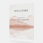 Blush Bergketen Landschap Bruiloft Acryl Bord (Hoek)