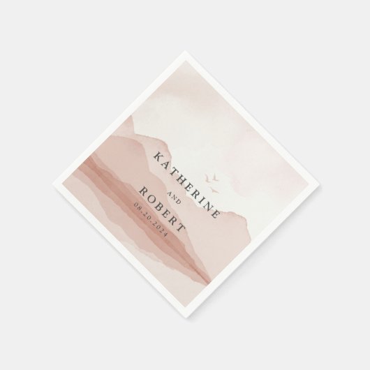 Blush bergketen landschap bruiloft monogram servet (Hoek)