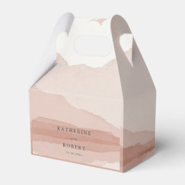 Blush Bergketen Landschap Monogram Bruiloft Bedankdoosjes