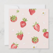 Blush Berry First Birthday Strawberry Square Kaart (Achterkant)