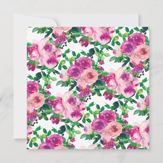 Blush Berry Floral Engagement Party Magenta Kaart (Achterkant)