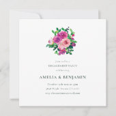 Blush Berry Floral Engagement Party Magenta Kaart (Voorkant)