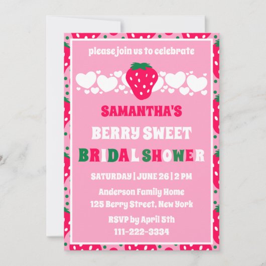 Blush Berry Sweet Bruiloftsfeest Kaart (Voorkant)