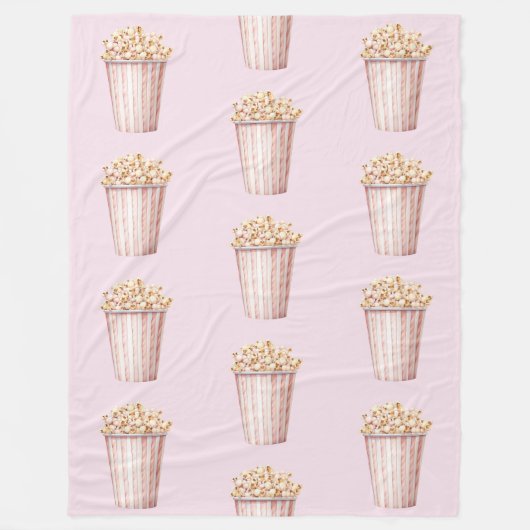Blush Bioscoop Tijd Popcorn Fleece Deken (Voorkant)