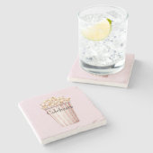 Blush Bioscoop Tijd Popcorn Stenen Onderzetter (Zijkant)