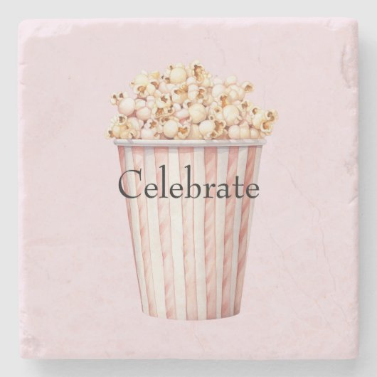 Blush Bioscoop Tijd Popcorn Stenen Onderzetter (Voorkant)