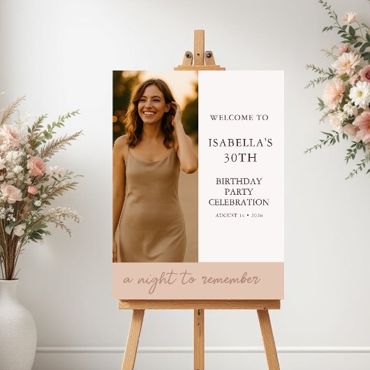 Blush Birthday Party Photo Welcome Poster