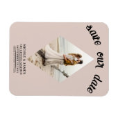 Blush Bisque Diamond Foto Bruiloft Save the Date Magneet (Horizontaal)
