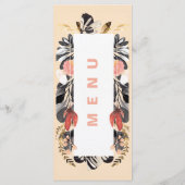 Blush & Black Bloemen Huwelijk Receptie Diner Menu (Achterkant)