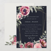 BLUSH BLACK BURGUNDY ROOS FLORAL VERLOVING INVITE BEDANKKAART (Voorkant / Achterkant)