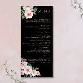 Blush & Black Elegant Floral Waterverf Menu